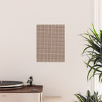 Mid Century Modern Fine Weave Minimalist Retro Woven Pattern in Dark Brown and Light Beige Poster Gallery Image 2