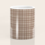 Mid Century Modern Fine Weave Minimalist Retro Woven Pattern in Dark Brown and Light Beige Coffee Mug Gallery Image 4