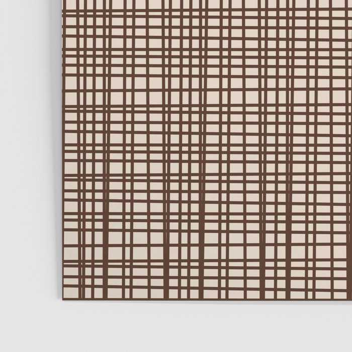 Mid Century Modern Fine Weave Minimalist Retro Woven Pattern in Dark Brown and Light Beige Poster Gallery Image 3