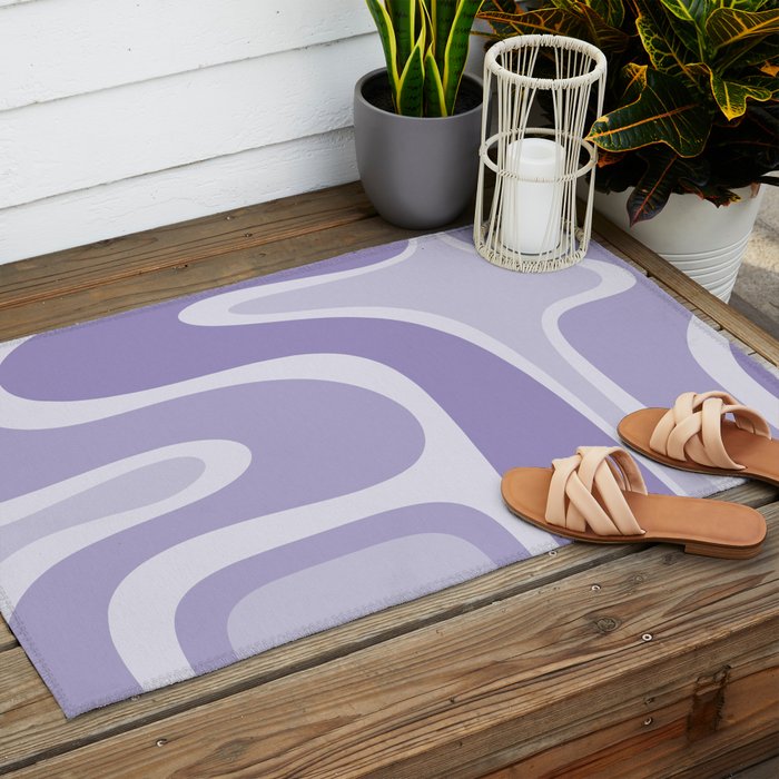 Copacetic Retro Abstract in Light Lavender Purple  Outdoor Rug Gallery Image 2