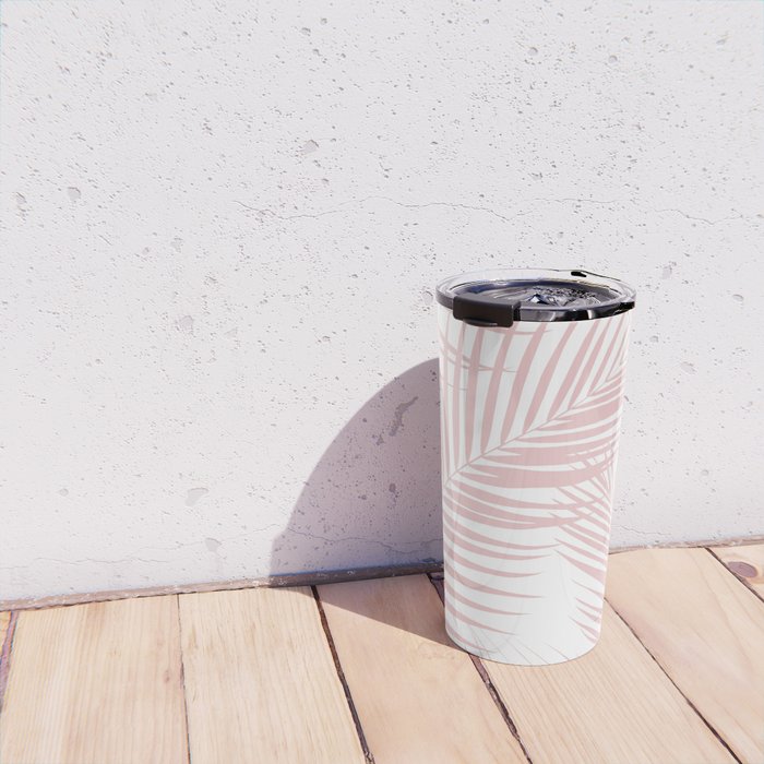 Blush Pink Palm Leaves Dream - Cali Summer Vibes #2 #tropical #decor #art #society6 Travel Mug Gallery Image 4