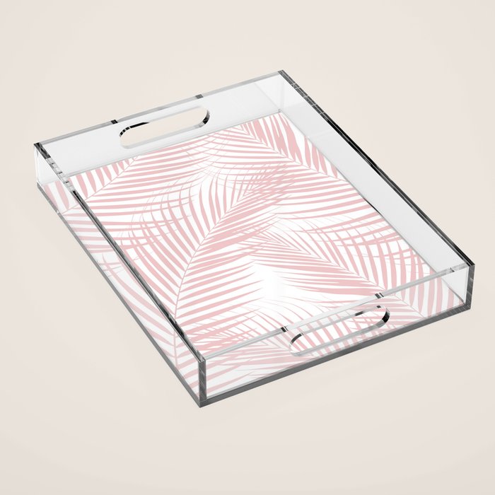 Blush Pink Palm Leaves Dream - Cali Summer Vibes #2 #tropical #decor #art #society6 Acrylic Tray Gallery Image 1