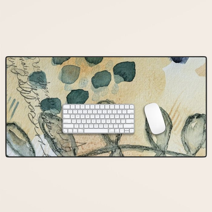 dreaming in color - watercolor mixed media botanical abstract Desk Mat Gallery Image 1