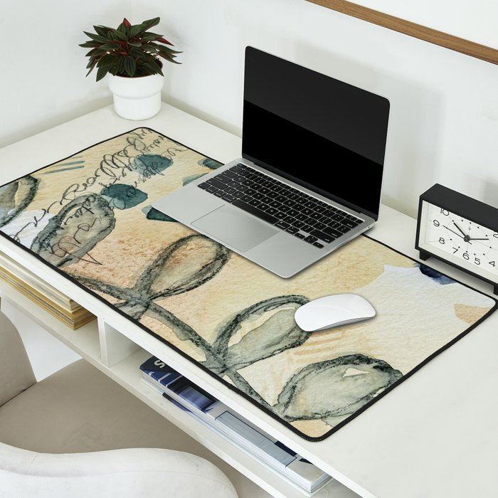 dreaming in color - watercolor mixed media botanical abstract Desk Mat Gallery Image 2