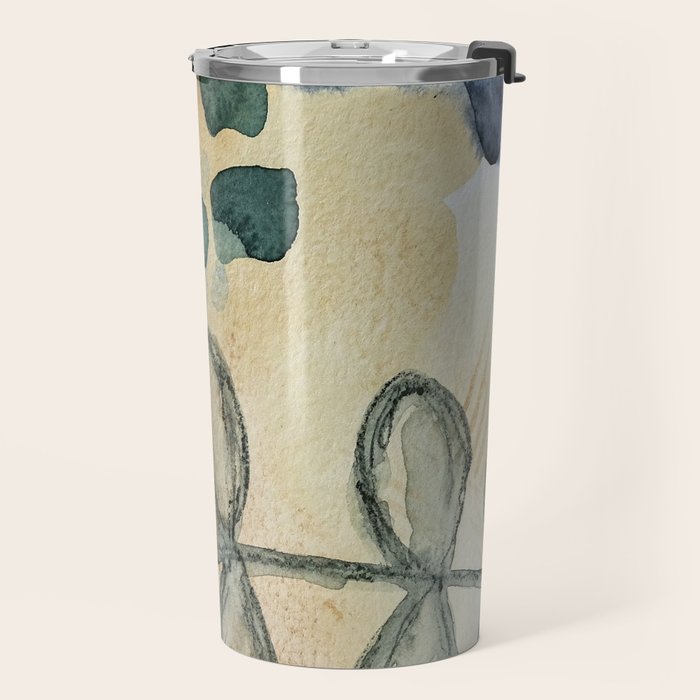 dreaming in color - watercolor mixed media botanical abstract Travel Mug Gallery Image 2