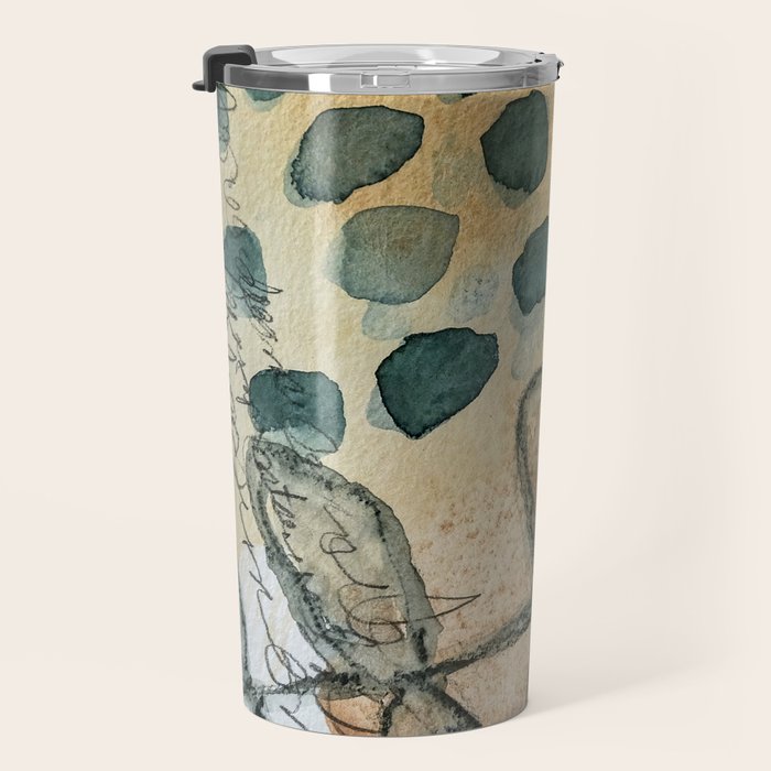 dreaming in color - watercolor mixed media botanical abstract Travel Mug Gallery Image 3