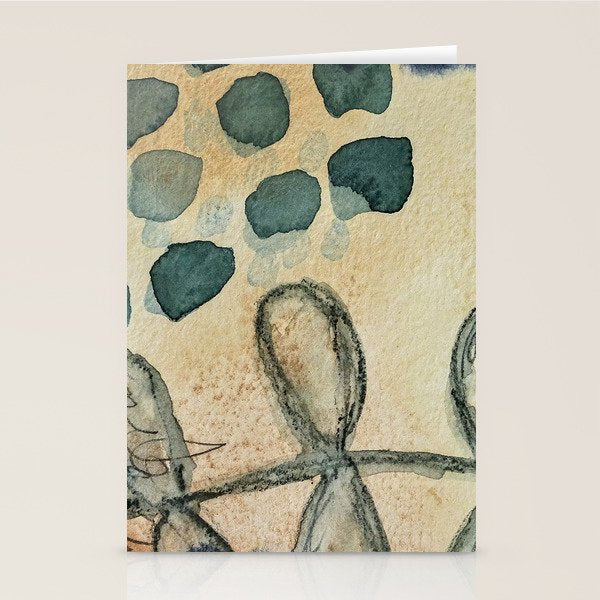 dreaming in color - watercolor mixed media botanical abstract Stationery Card Gallery Image 1