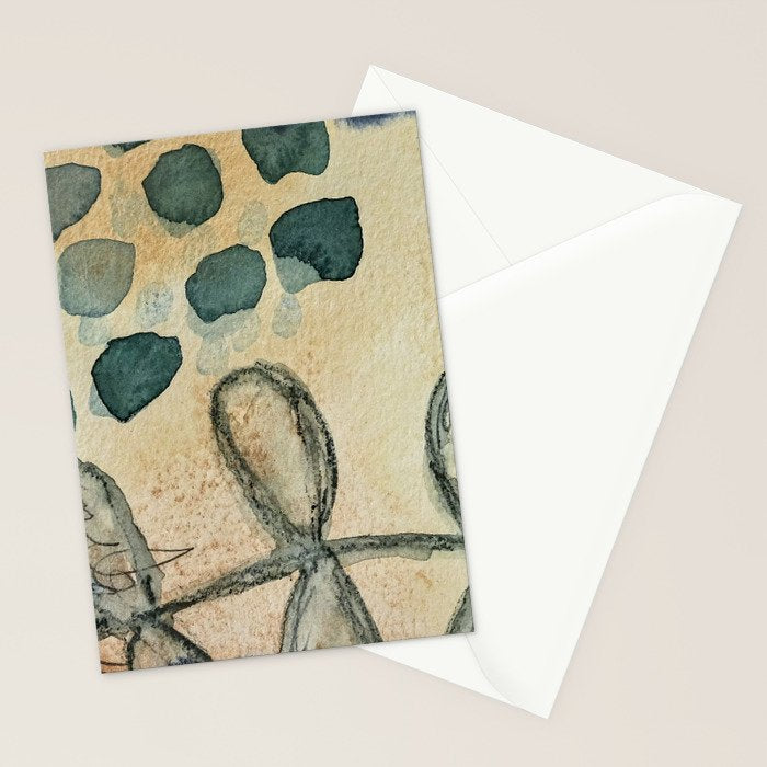 dreaming in color - watercolor mixed media botanical abstract Stationery Card Gallery Image 2