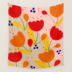 Red and Orange Flower print - Amsterdam Flower Market Wall Tapestry Gallery Image 4