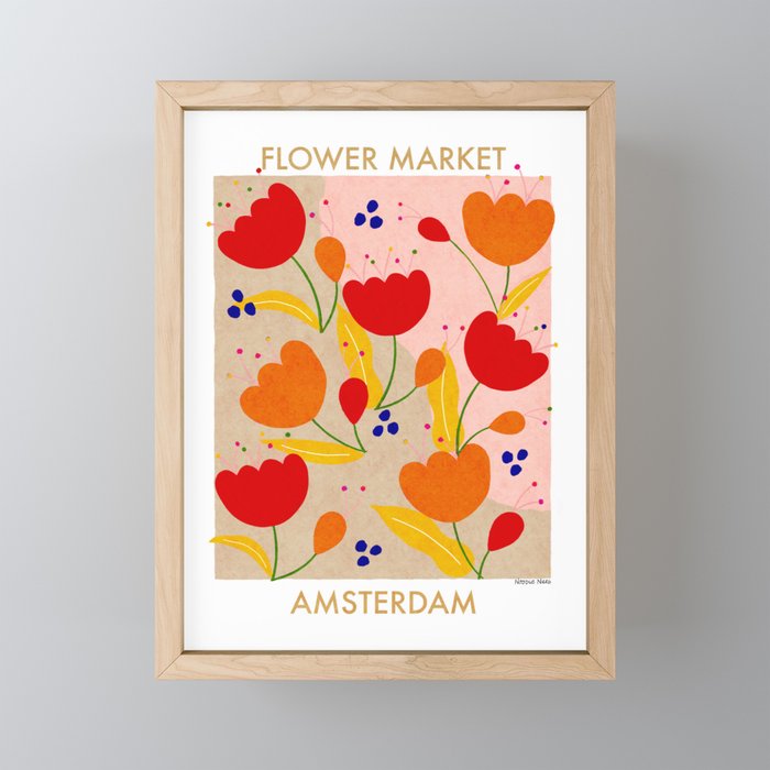 Red and Orange Flower print - Amsterdam Flower Market Mini Art Print Gallery Image 1