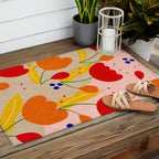 Red and Orange Flower print - Amsterdam Flower Market Outdoor Rug Gallery Image 2