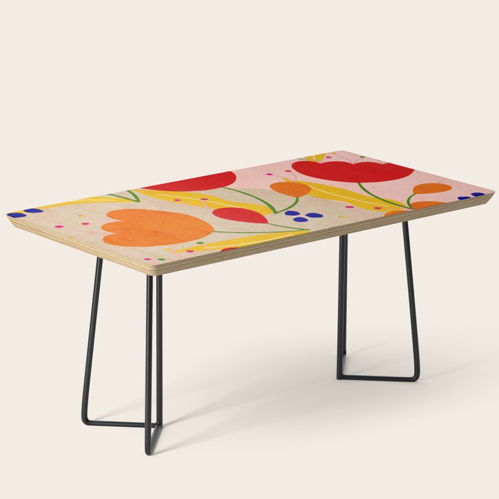 Red And Orange Flower Print - Amsterdam Flower Market Coffee Table