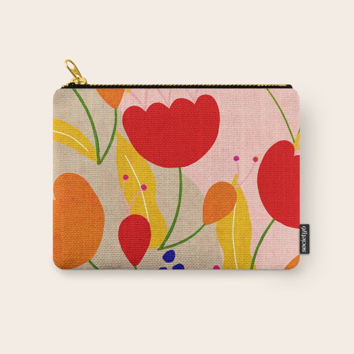 Red and Orange Flower print - Amsterdam Flower Market Carry All Pouch Gallery Image 1