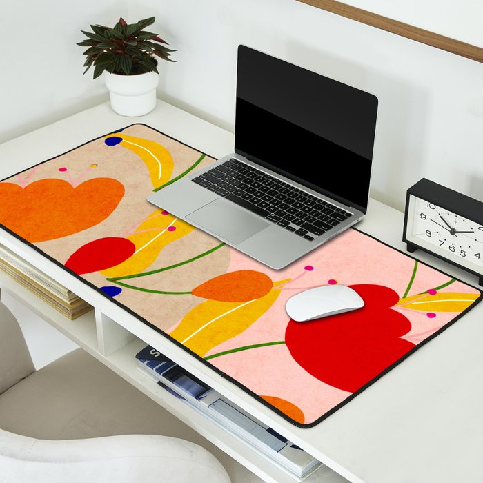 Red and Orange Flower print - Amsterdam Flower Market Desk Mat Gallery Image 2