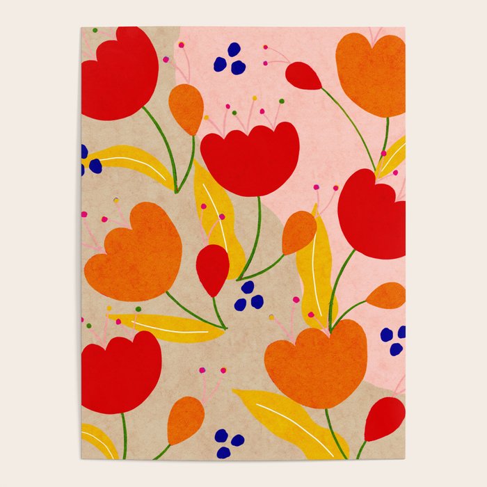 Red and Orange Flower print - Amsterdam Flower Market Poster Gallery Image 4