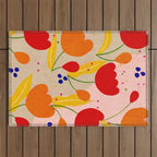 Red and Orange Flower print - Amsterdam Flower Market Outdoor Rug Gallery Image 1