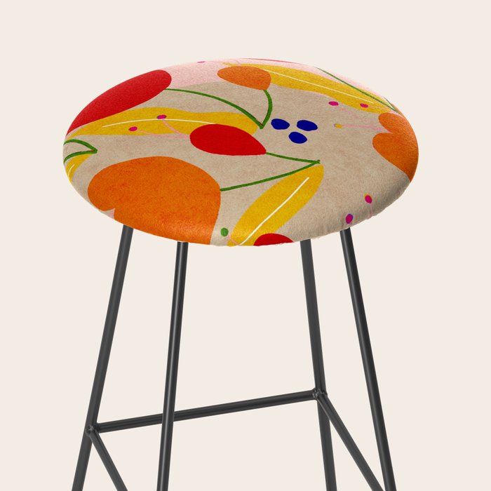 Red and Orange Flower print - Amsterdam Flower Market Stool Gallery Image 2