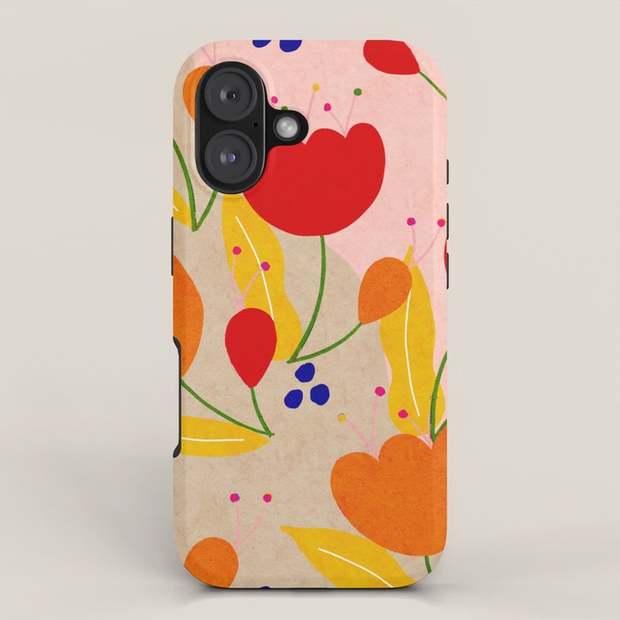 Red and Orange Flower print - Amsterdam Flower Market iPhone Case Gallery Image 1