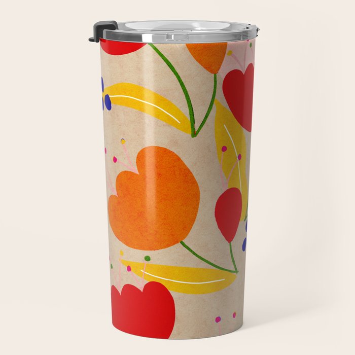 Red and Orange Flower print - Amsterdam Flower Market Travel Mug Gallery Image 3