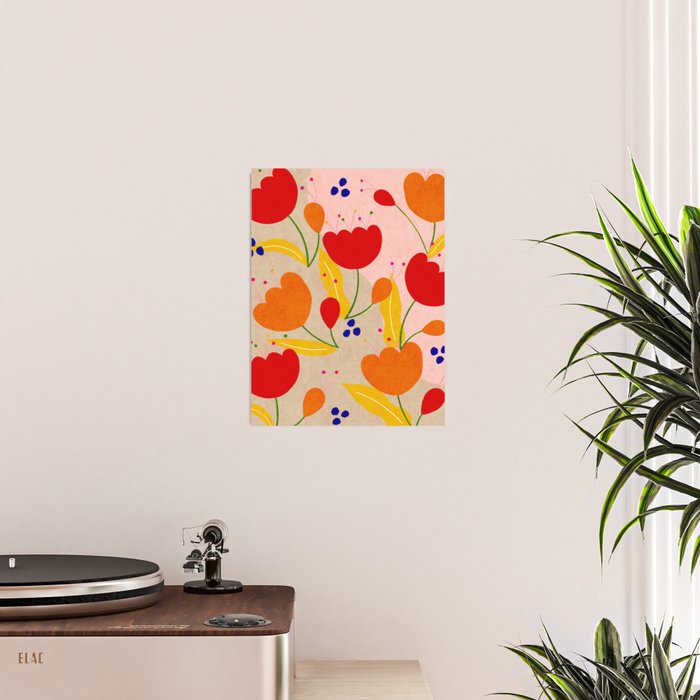 Red and Orange Flower print - Amsterdam Flower Market Poster Gallery Image 2