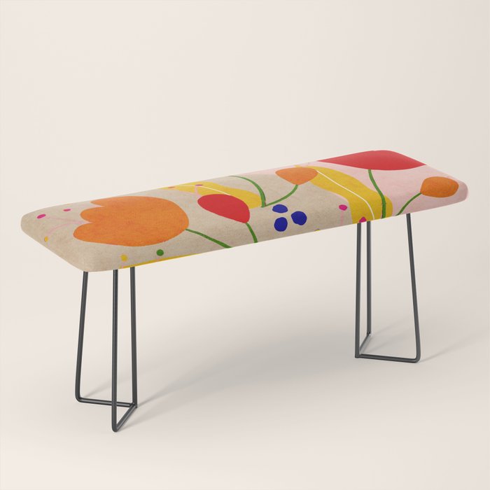 Red and Orange Flower print - Amsterdam Flower Market Bench Gallery Image 1