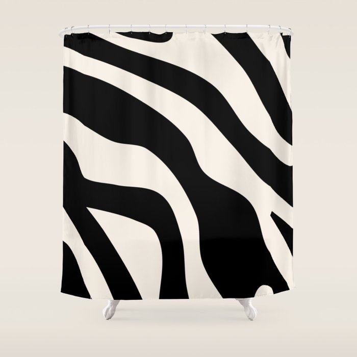 Vintage Retro Abstract Black Shower Curtain Gallery Image 1