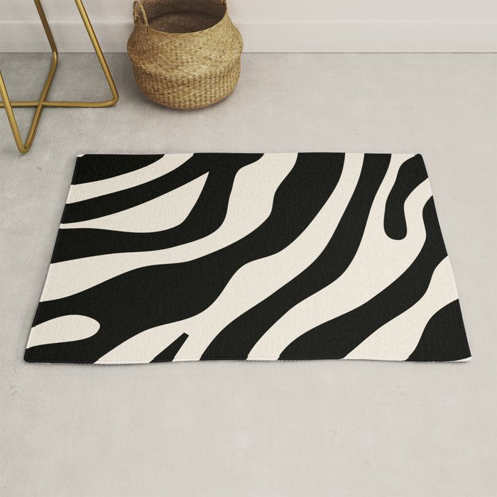 Vintage Retro Abstract Black Rug Gallery Image 1