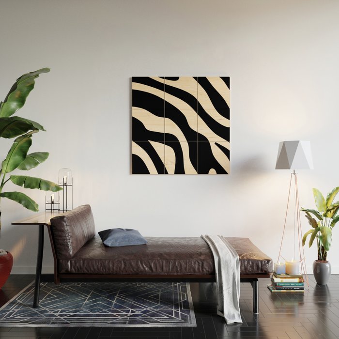 Vintage Retro Abstract Black Wood Wall Art Gallery Image 2