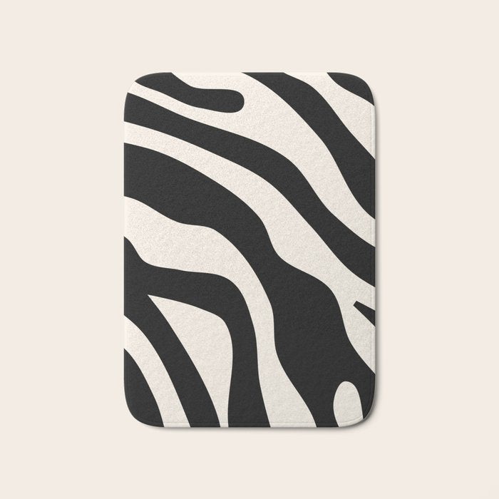 Vintage Retro Abstract Black Bath Mat Gallery Image 1