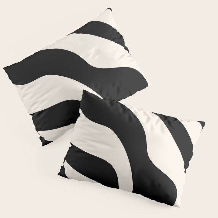 Vintage Retro Abstract Black Pillow Sham Gallery Image 1