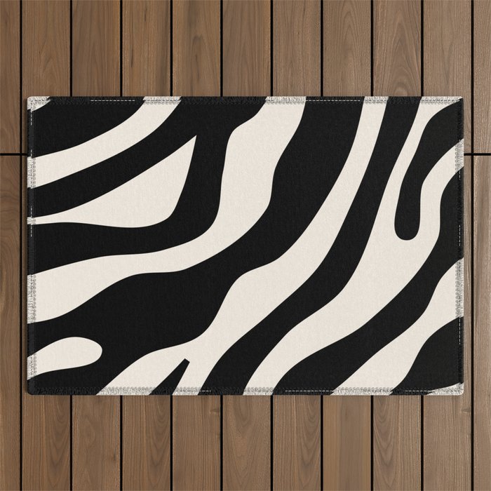 Vintage Retro Abstract Black Outdoor Rug Gallery Image 1