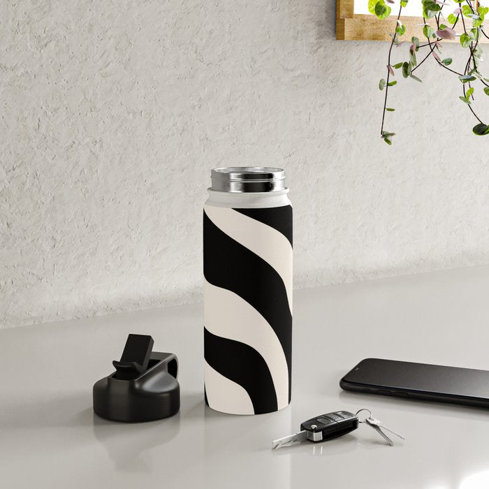 Vintage Retro Abstract Black Water Bottle Gallery Image 4