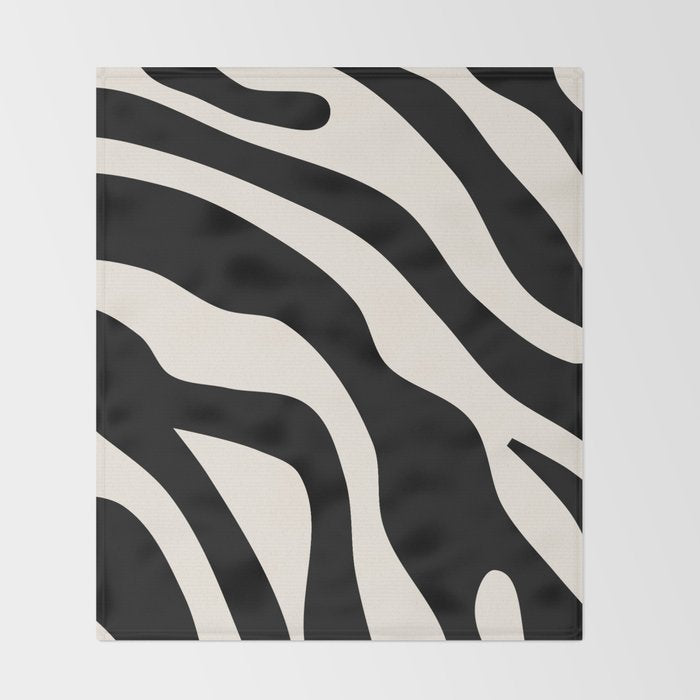 Vintage Retro Abstract Black Throw Blanket Gallery Image 2