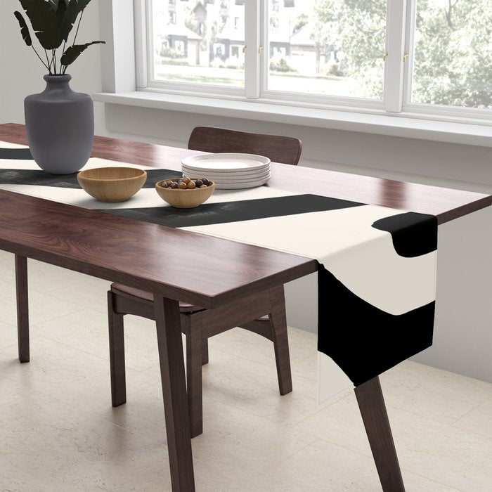 Vintage Retro Abstract Black Table Runner Gallery Image 2