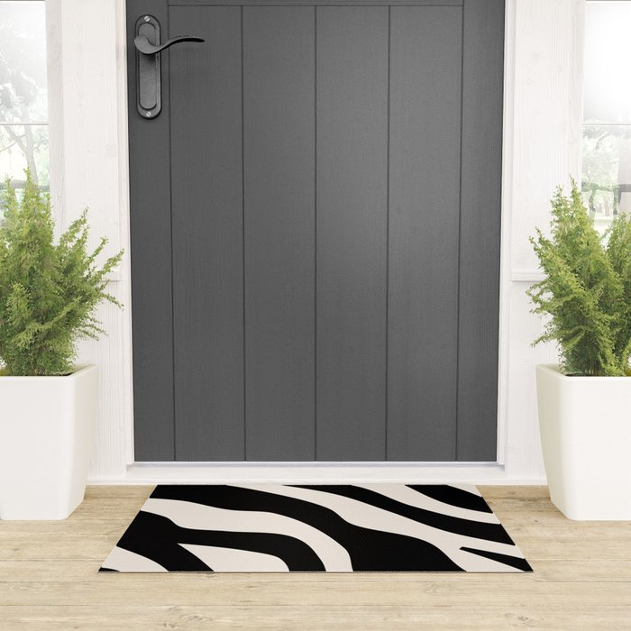 Vintage Retro Abstract Black Welcome Mat Gallery Image 3