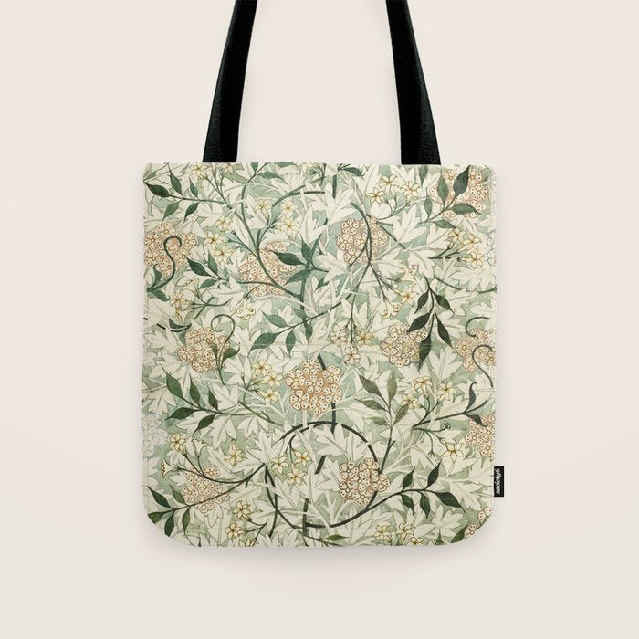 Shabby vintage ivory green rustic floral pattern Tote Bag Gallery Image 1