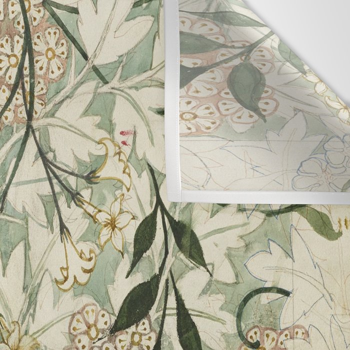 Shabby vintage ivory green rustic floral pattern Wall Tapestry Gallery Image 3