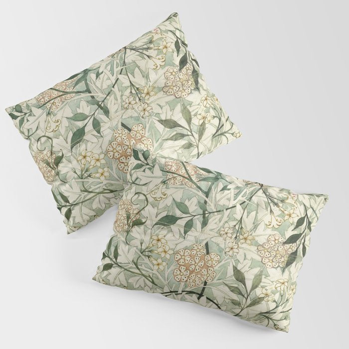 Shabby vintage ivory green rustic floral pattern Pillow Sham Gallery Image 3