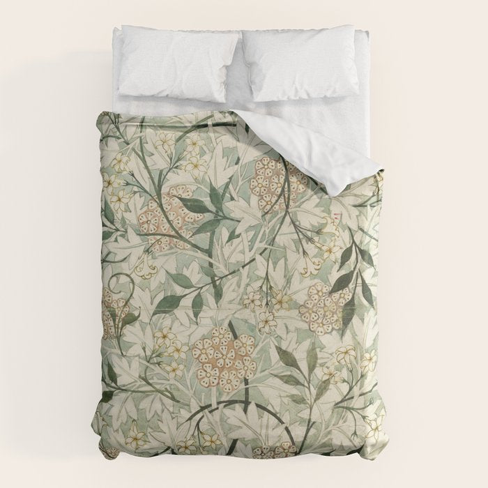 Shabby vintage ivory green rustic floral pattern Duvet Cover Gallery Image 6