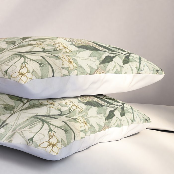 Shabby vintage ivory green rustic floral pattern Pillow Sham Gallery Image 3