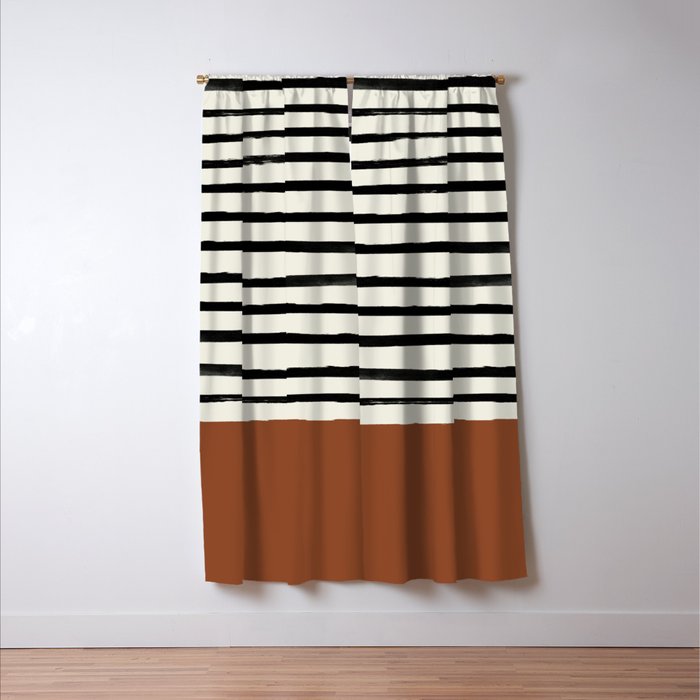 Burnt Orange x Stripes Window Curtain Gallery Image 3