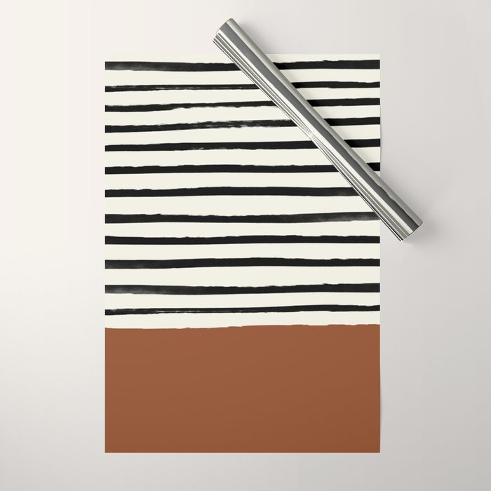 Burnt Orange x Stripes Wrapping Paper Gallery Image 1