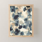 Ethereal Ink Flow Ginkgo Abstract Watercolor in Warm Neutrals and Deep Charcoal Mini Art Print Gallery Image 1