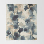 Ethereal Ink Flow Ginkgo Abstract Watercolor in Warm Neutrals and Deep Charcoal Throw Blanket Gallery Image 2