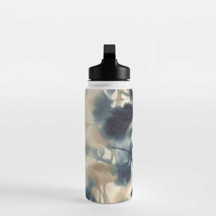Ethereal Ink Flow Ginkgo Abstract Watercolor in Warm Neutrals and Deep Charcoal Water Bottle Gallery Image 3