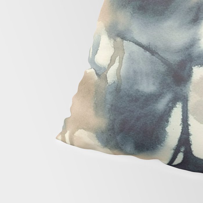 Ethereal Ink Flow Ginkgo Abstract Watercolor in Warm Neutrals and Deep Charcoal Pillow Sham Gallery Image 4