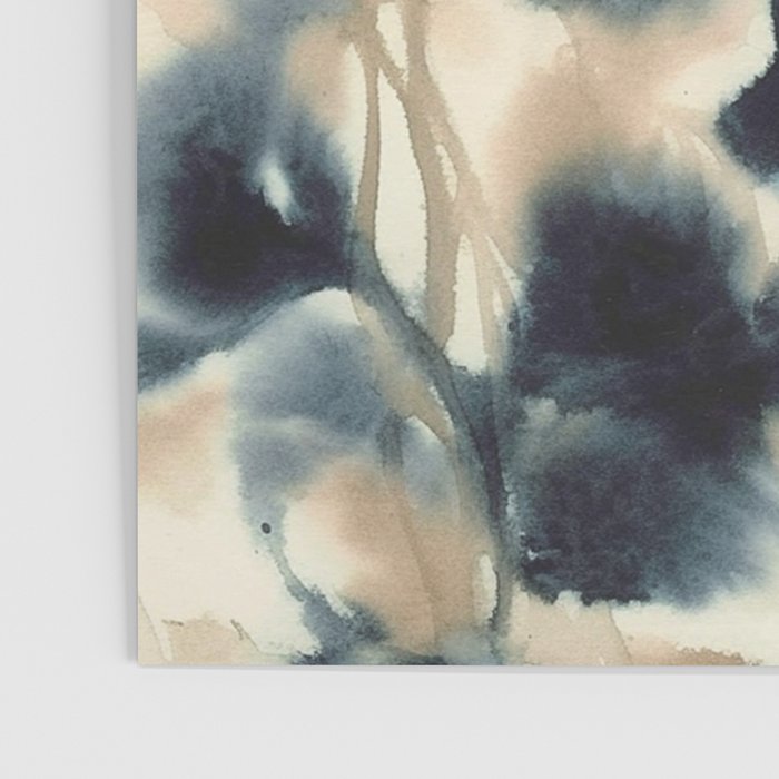 Ethereal Ink Flow Ginkgo Abstract Watercolor in Warm Neutrals and Deep Charcoal Poster Gallery Image 3