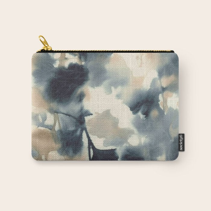 Ethereal Ink Flow Ginkgo Abstract Watercolor in Warm Neutrals and Deep Charcoal Carry All Pouch Gallery Image 1