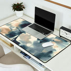 Ethereal Ink Flow Ginkgo Abstract Watercolor in Warm Neutrals and Deep Charcoal Desk Mat Gallery Image 2