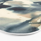 Ethereal Ink Flow Ginkgo Abstract Watercolor in Warm Neutrals and Deep Charcoal Bath Mat Gallery Image 3